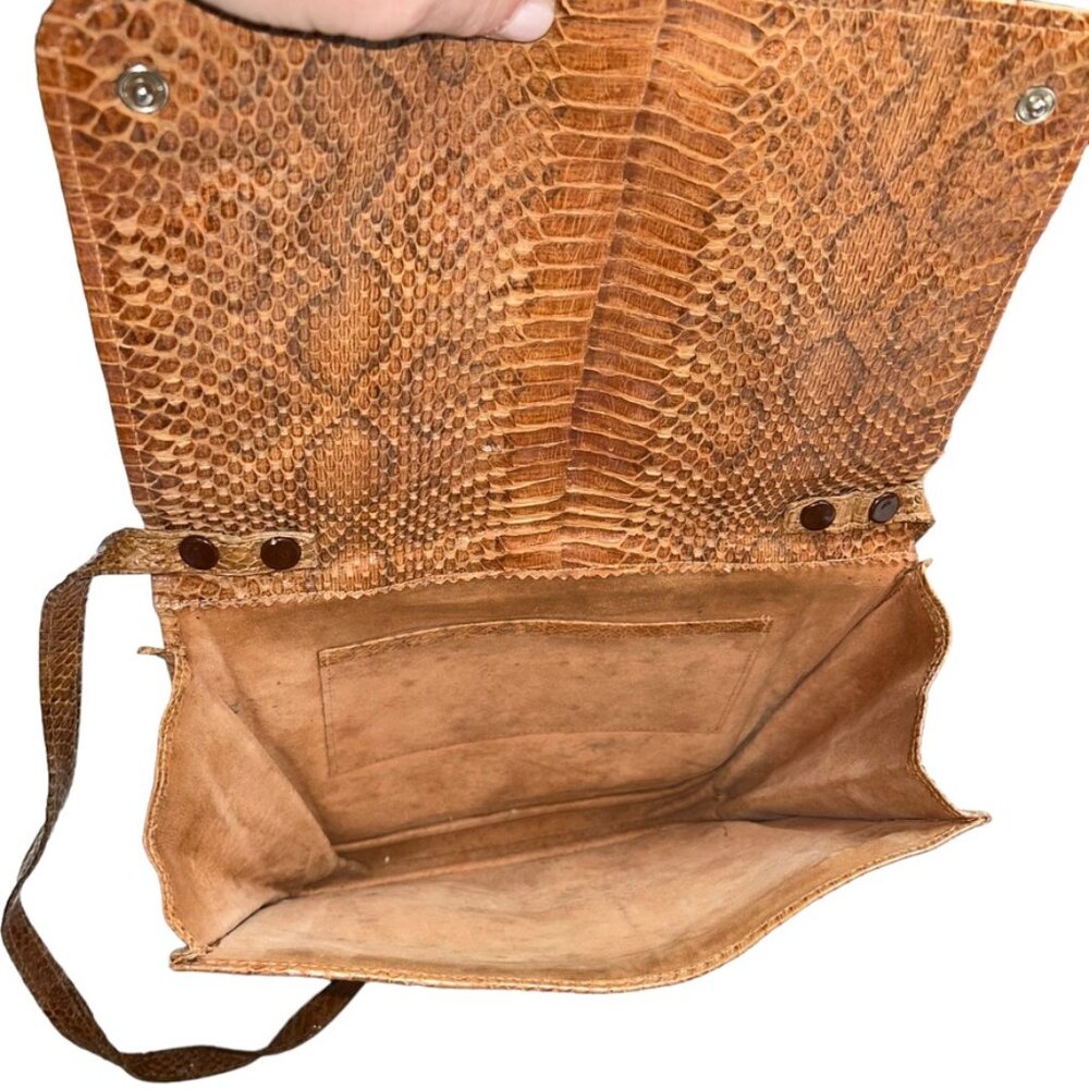 Vintage Brown Python Snakeskin Shoulder Bag Incre… - image 2